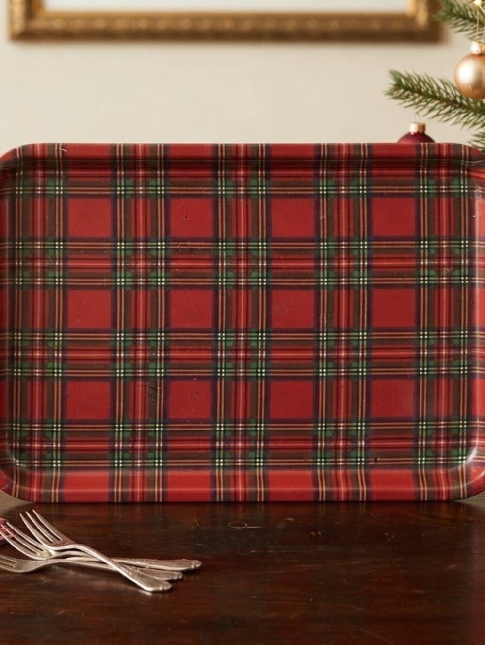 Royal St Red Tartan Plaid Serving Tray